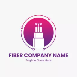Vibrant Purple and Pink Fiber Connectivity Solutions Logo Template