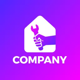 Vibrant Purple and Pink Gradient Home Repair Company Logo Template