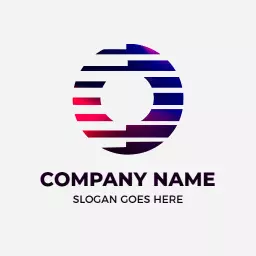Vibrant Purple and Pink Striped O Letter Design Logo Template