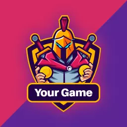 Vibrant Purple and Red Spartan Warrior Esports Logo Template