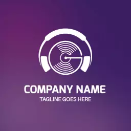 Vibrant Purple and White DJ Music Turntable Logo Template