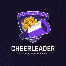 Vibrant Purple and Yellow Cheerleader Logo with Cheerleading Spirit Logo Template