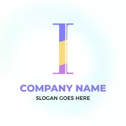 Vibrant Purple and Yellow Geometric I Letter Design Logo Template
