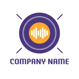Vibrant Purple and Yellow Speaker Sound Design Logo Template