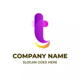 Vibrant Purple and Yellow T Letter Design for Branding Logo Template