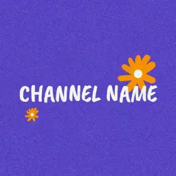Vibrant Purple Background with Floral Elements for YouTube Channel Logo Template