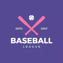 Vibrant Purple Baseball League Logo with Bat and Ball Design Logo Template