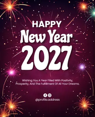 Vibrant Purple Celebration for New Year 2027 Flyer Template