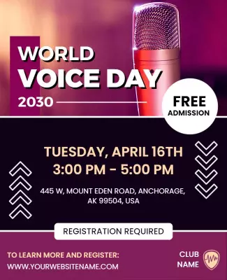 Vibrant Purple Celebration of World Voice Day Poster Template