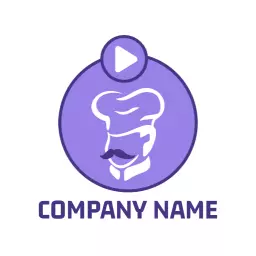 Vibrant Purple Chef Icon Showcasing Creative Cooking Channel Logo Template