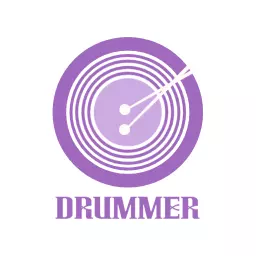 Vibrant Purple Circular Design Representing Drummer Logo Template