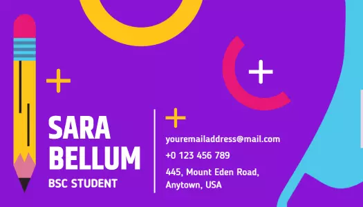 Vibrant Purple Creative Student Business Card Template