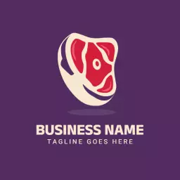 Vibrant Purple Design Featuring Juicy Meat Cuts Logo Template