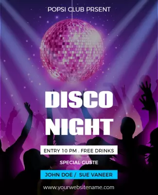 Vibrant Purple Disco Night Party Poster Template