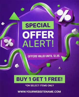Vibrant Purple Discount Promotion Special Offer Poster Template