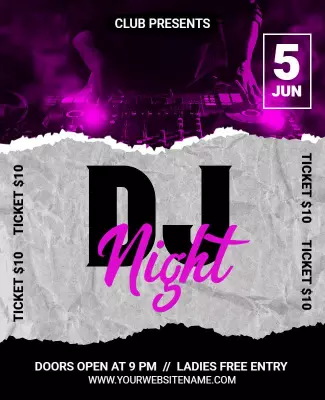 Vibrant Purple DJ Night Club Event Poster Template