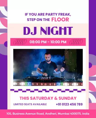 Vibrant Purple DJ Night Party Event Poster Template