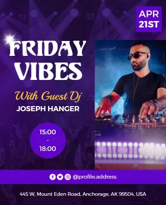 Vibrant Purple Friday Night Party Vibes Poster Template