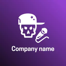 Vibrant Purple Hip Hop Design Featuring Skull and Microphone Logo Template