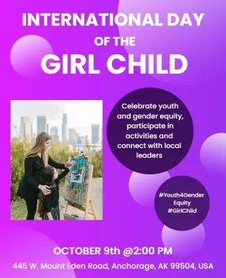 Vibrant Purple International Day of the Girl Child Poster Template