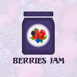 Vibrant Purple Jar Filled with Fresh Berries Jam Logo Template