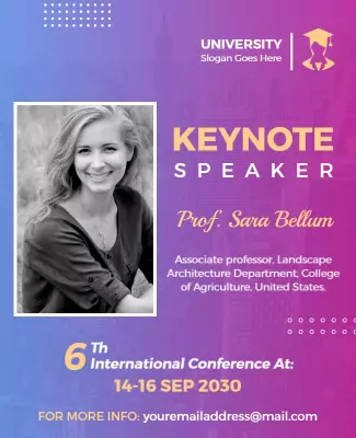 Vibrant Purple Keynote Speaker University Conference Poster Template