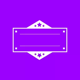 Vibrant Purple Label Design with Decorative Stars Logo Template