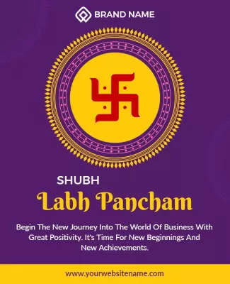 Vibrant Purple Labh Pancham Celebration Poster Template