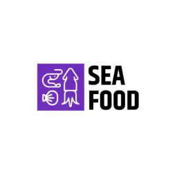 Vibrant Purple Logo Featuring Fresh Seafood Delicacies Logo Template