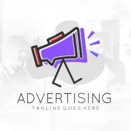 Vibrant Purple Megaphone Showcasing Dynamic Advertising Logo Template