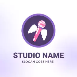 Vibrant Purple Microphone Design Capturing Music Studio Logo Template