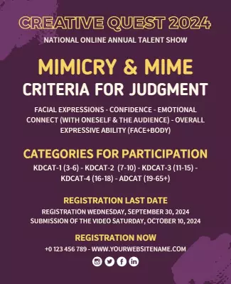 Vibrant Purple Mime Talent Show Participation Criteria Poster Template