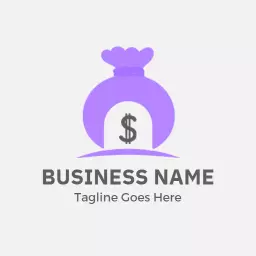 Vibrant Purple Money Bag Symbolizing Modern Banking Solutions Logo Template