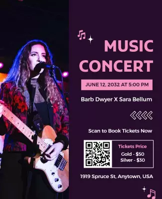 Vibrant Purple Music Concert Live Performance Poster Template
