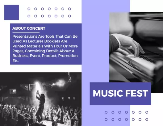 Vibrant Purple Music Festival Concert Promotion Bi Fold Brochure Template