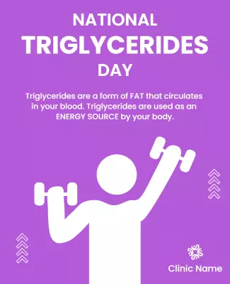 Vibrant Purple National Triglycerides Day Awareness Poster Template