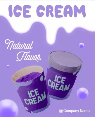 Vibrant Purple Natural Flavor Ice Cream Poster Template