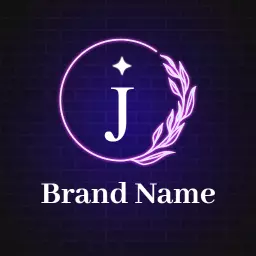 Vibrant Purple Neon Circle with Stylish Letter J Logo Template