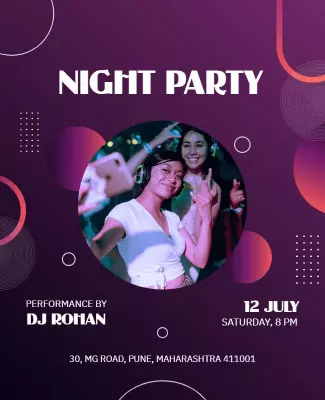 Vibrant Purple Night Party DJ Performance Poster Template