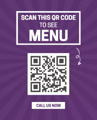 Vibrant Purple QR Code Restaurant Menu Access Poster Template