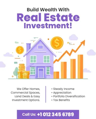 Vibrant Purple Real Estate Investment Opportunity Flyer Template