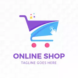 Vibrant Purple Shopping Cart Representing Online Shop Logo Template