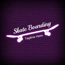 Vibrant Purple Skateboarding Design with Stylish Board Logo Template