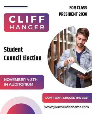 Vibrant Purple Student Council Election Campaign Poster Template
