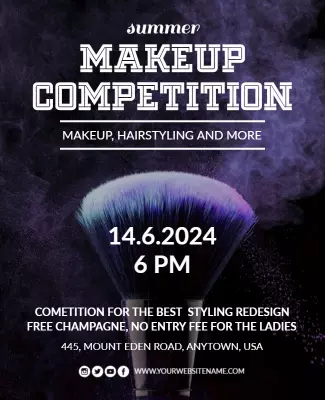 Vibrant Purple Summer Makeup Competition Poster Template
