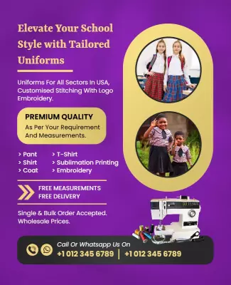 Vibrant Purple Tailored School Uniforms Promotion Poster Template
