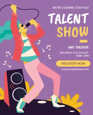 Vibrant Purple Talent Show Performance Poster Template