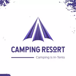 Vibrant Purple Triangular Design for 3D Camping Resort Logo Template