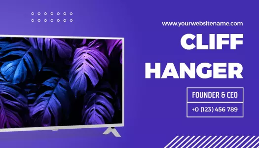 Vibrant Purple Tropical Leaf Design TV Business Card Template