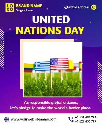 Vibrant Purple United Nations Day Celebration Poster Template